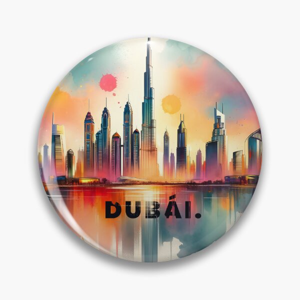 Item preview, Vibrant Watercolor Skyline of Dubai designed and sold by inkArtistryfine.