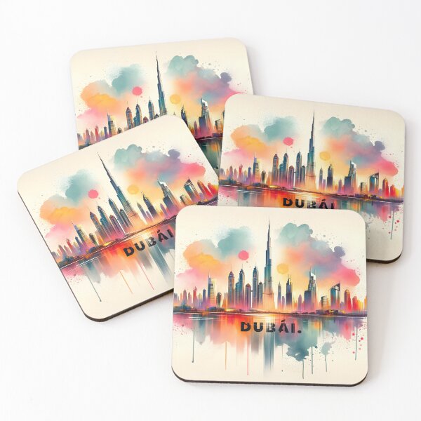 Item preview, Vibrant Watercolor Skyline of Dubai designed and sold by inkArtistryfine.