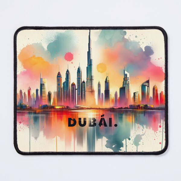 Item preview, Vibrant Watercolor Skyline of Dubai designed and sold by inkArtistryfine.
