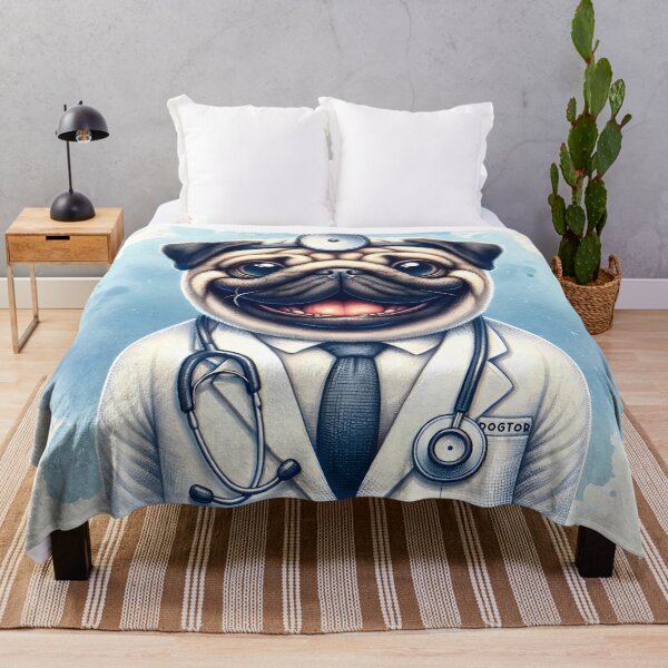 Item preview, Cute Doctor Pug Cartoon Illustration designed and sold by inkArtistryfine.
