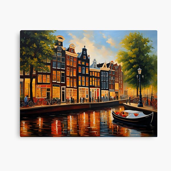 Painting of Amsterdam Netherlands Skyline Canvas Print