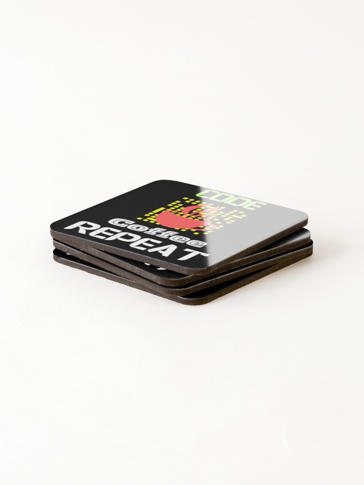 Thumbnail 4 of 5, Coasters (Set of 4), computer engineer programmer coding tech coffee code designed and sold by 3dworldview.