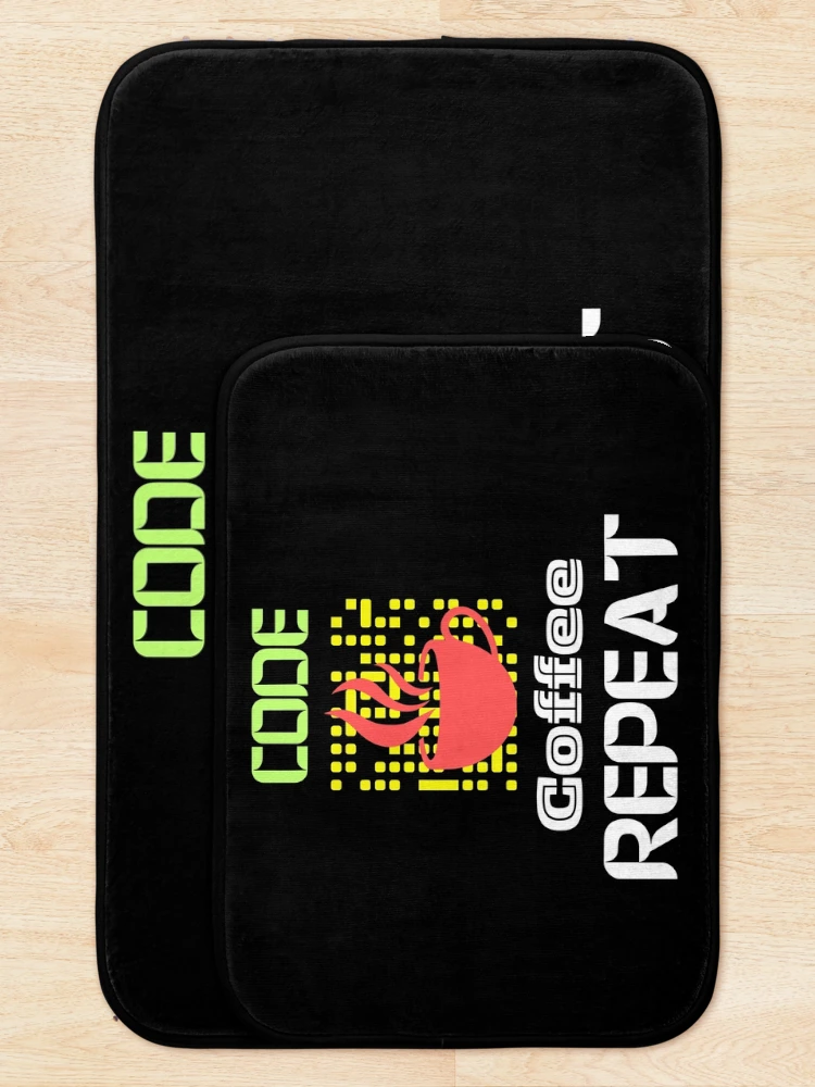Thumbnail 5 of 6, Bath Mat, computer engineer programmer coding tech coffee code designed and sold by DesignYourWaystore.