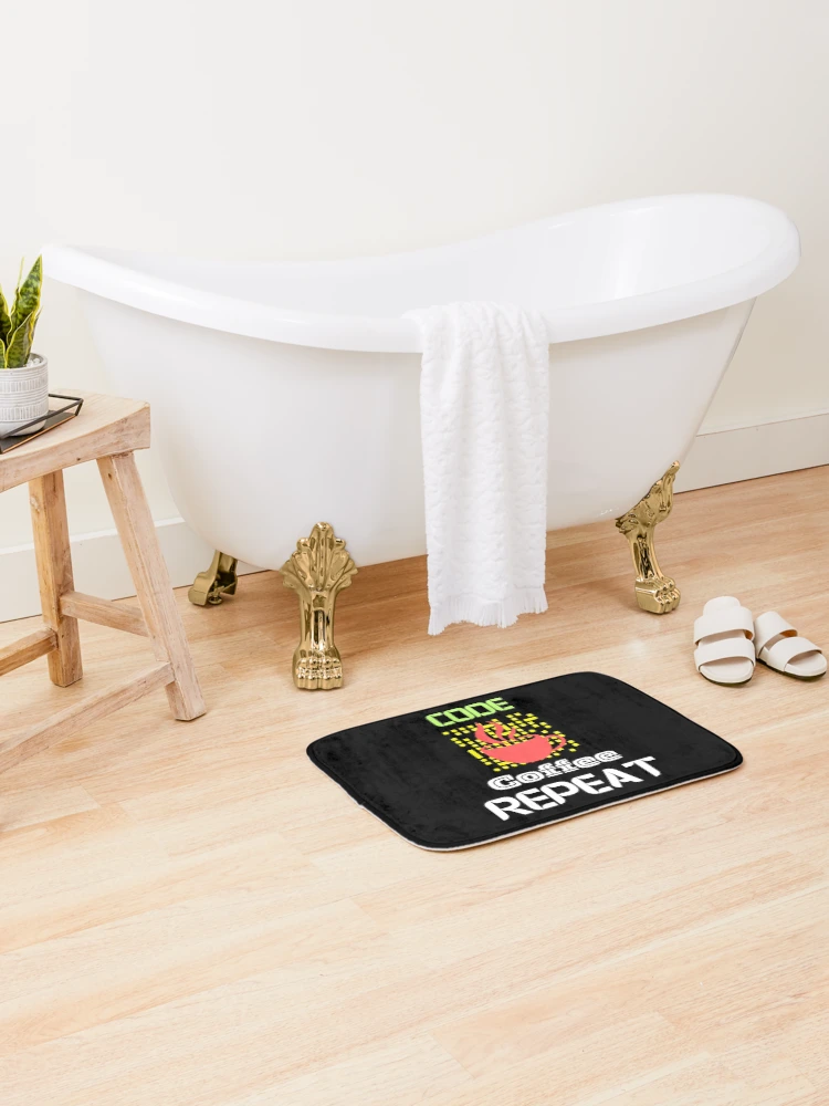 Thumbnail 2 of 6, Bath Mat, computer engineer programmer coding tech coffee code designed and sold by DesignYourWaystore.