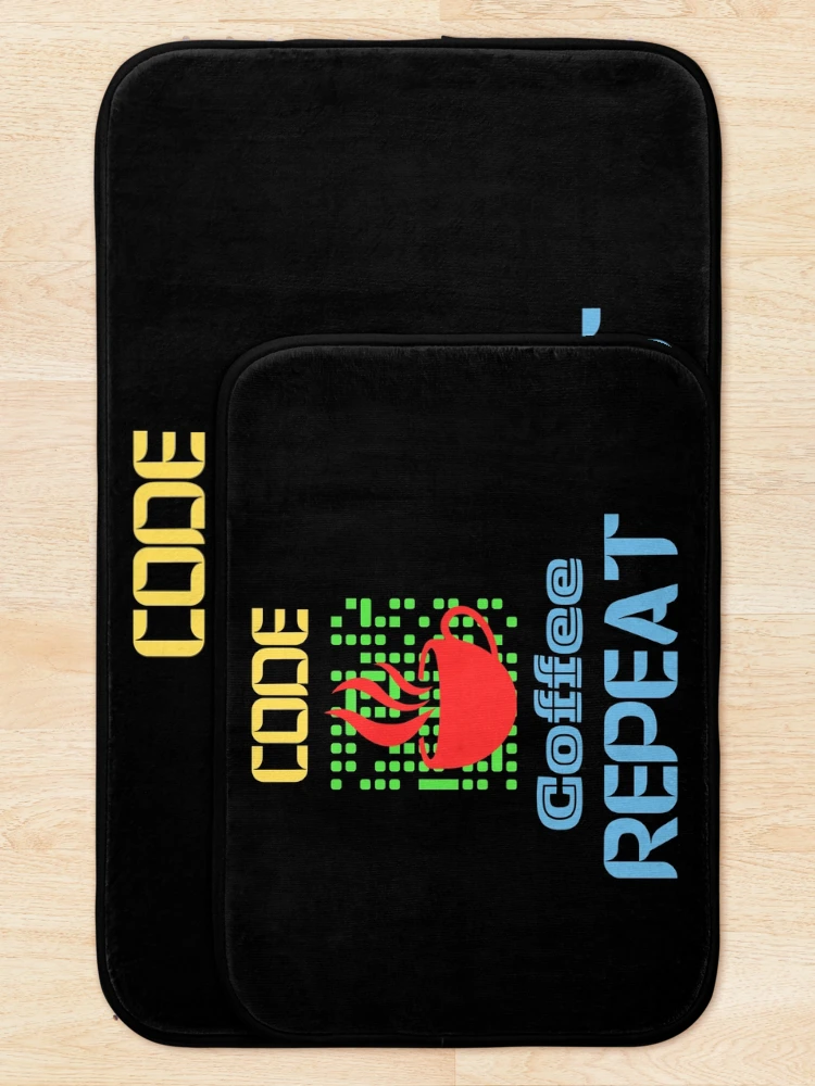 Thumbnail 5 of 6, Bath Mat, computer engineer programmer coding tech coffee code designed and sold by DesignYourWaystore.