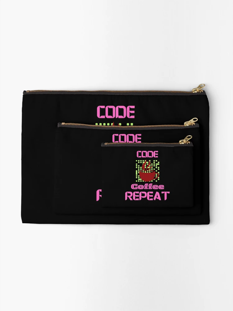 Thumbnail 2 of 4, Zipper Pouch, computer engineer programmer coding tech coffee code pink designed and sold by DesignYourWaystore.