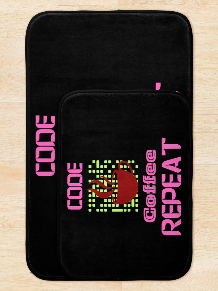 Thumbnail 5 of 6, Bath Mat, computer engineer programmer coding tech coffee code pink designed and sold by DesignYourWaystore.