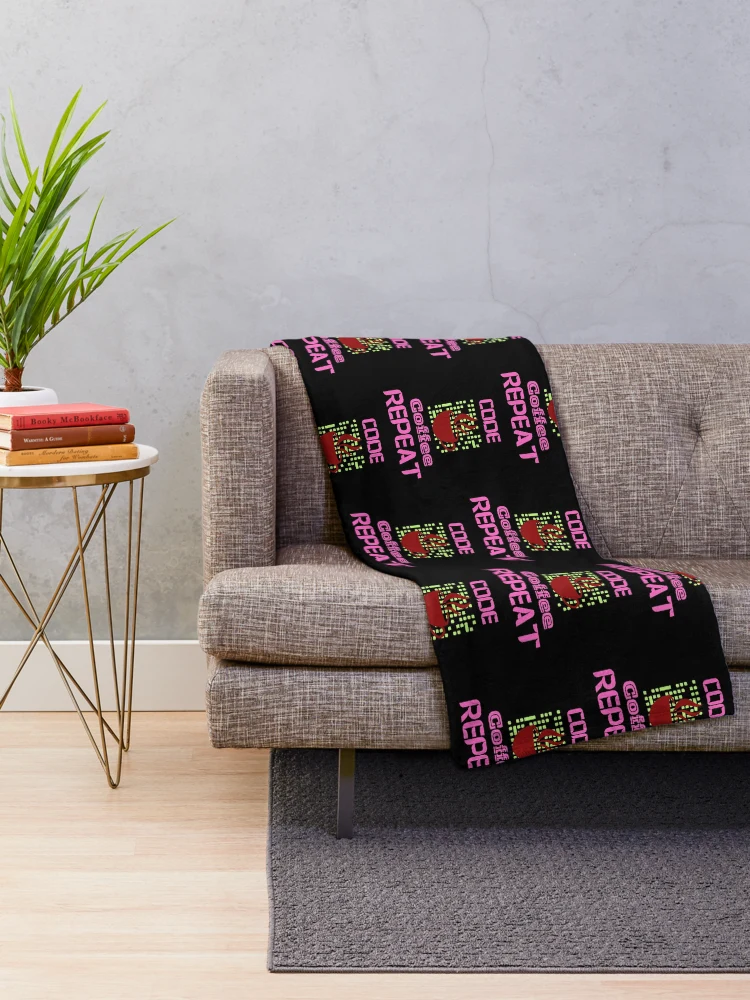 Thumbnail 2 of 6, Throw Blanket, computer engineer programmer coding tech coffee code pink designed and sold by DesignYourWaystore.
