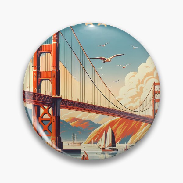 Item preview, Golden Gate Bridge Vintage Travel Poster designed and sold by inkArtistryfine.