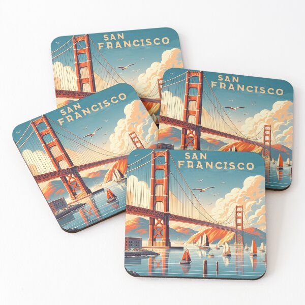 Item preview, Golden Gate Bridge Vintage Travel Poster designed and sold by inkArtistryfine.