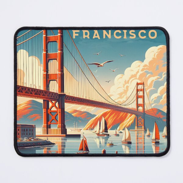 Item preview, Golden Gate Bridge Vintage Travel Poster designed and sold by inkArtistryfine.