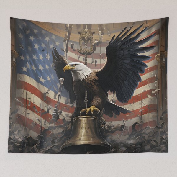 Item preview, American Eagle and Liberty Bell Patriotic Art designed and sold by inkArtistryfine.