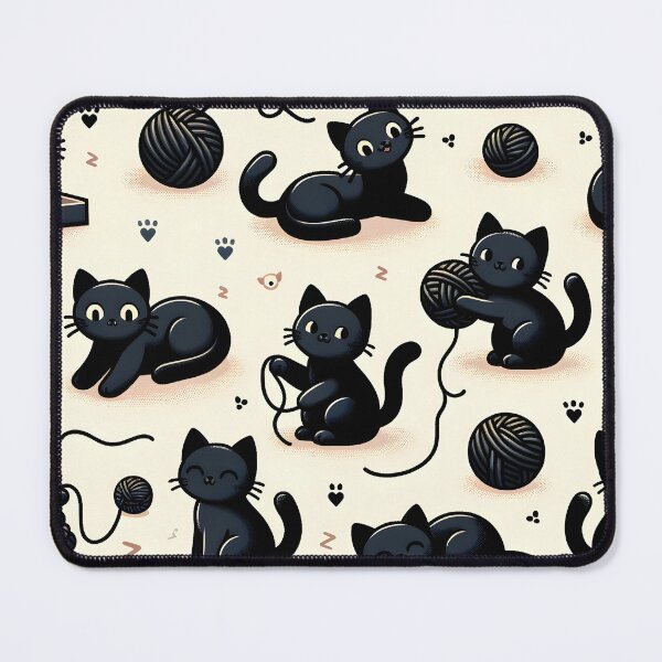 Item preview, Playful Black Cats and Yarn Pattern designed and sold by inkArtistryfine.