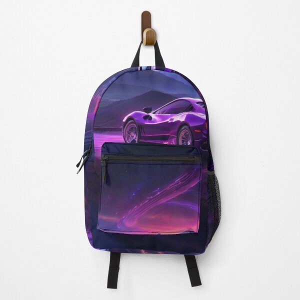 Item preview, Ferrari on a winding road surrounded by vibrant purple neon lights designed and sold by Mahilis.