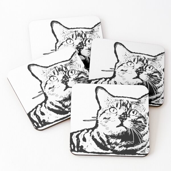 Item preview, Illuatration Of A Cat Monotone color Print Scireen Design Black And White designed and sold by 22Coolidea.