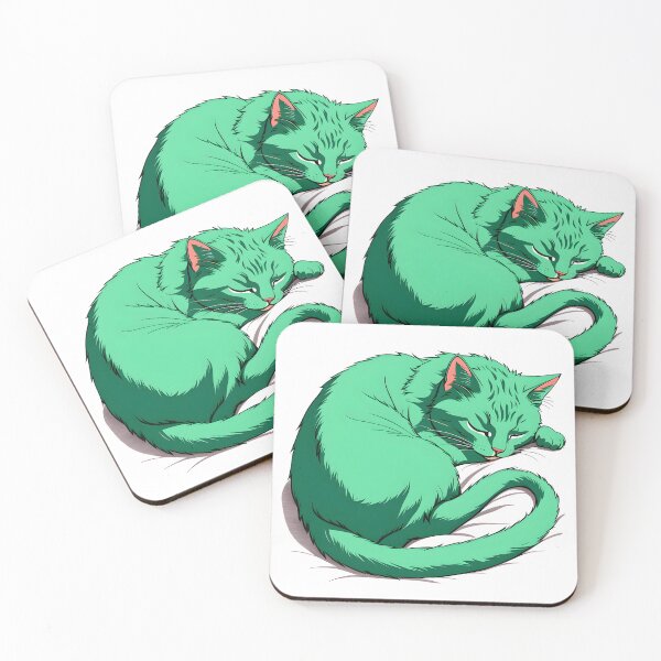 Item preview, green cute sleeping cat designed and sold by Catophile.