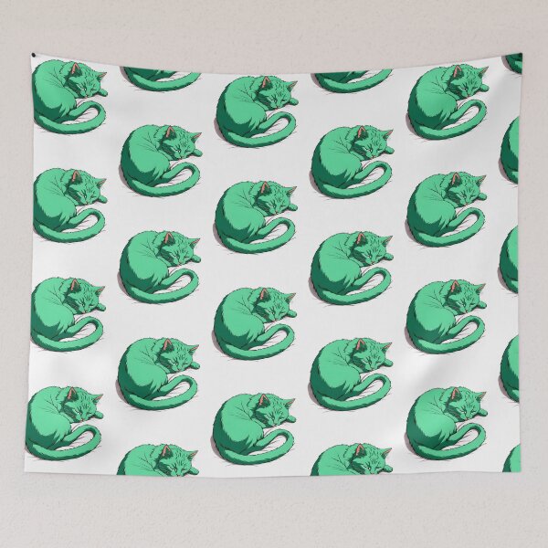 Item preview, green cute sleeping cat designed and sold by Catophile.