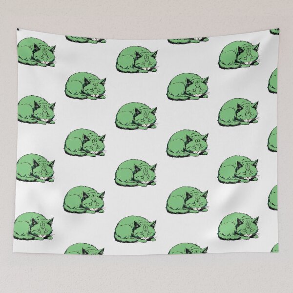 Item preview, cute green tabby cat chilling designed and sold by Catophile.