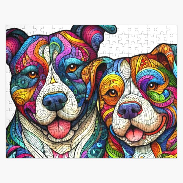 Pitbull portrait Jigsaw Puzzle for Sale by Witty-Kids