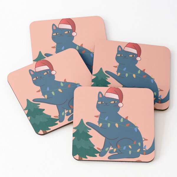 Item preview, Santa Cat Tangled Up In Christmas Tree Lights Holiday designed and sold by ShoresMade.