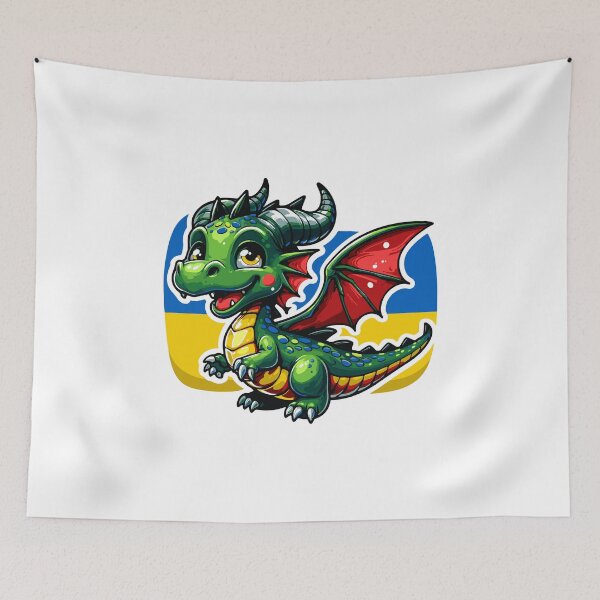 Item preview, Christmas and New Year 2024 with Roaring Laughter - Funny Dragon With Ukrainian Flag designed and sold by Aide.
