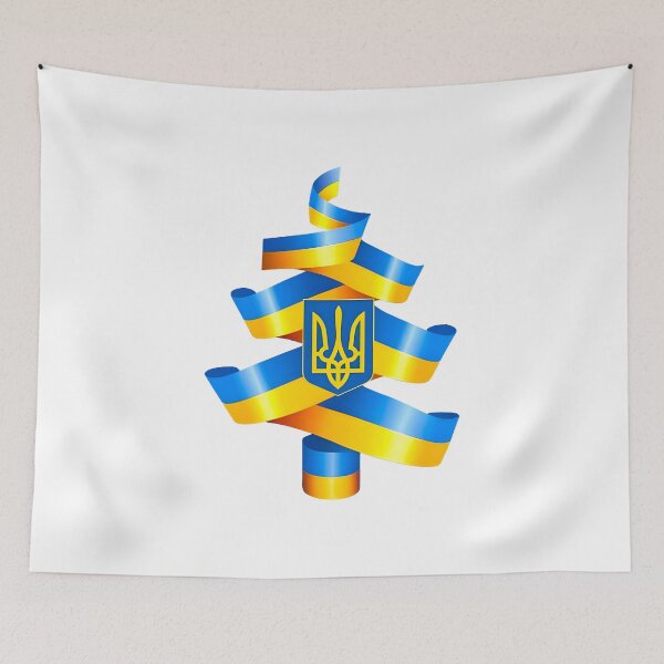 Item preview, Ukrainian Christmas Tree Featuring Flag and Coat of Arms Trident designed and sold by Aide.
