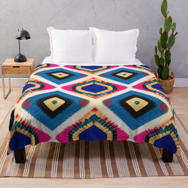 Item preview, Woven geometric pattern pink and blue designed and sold by Roxburylane.