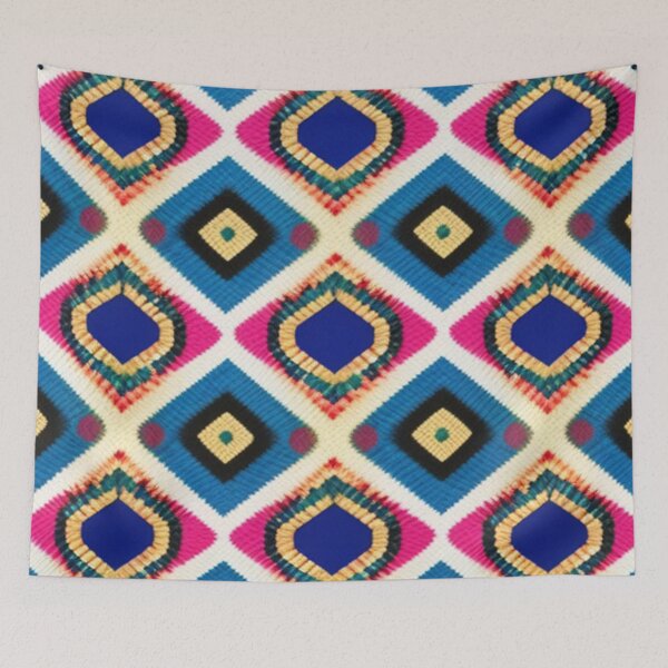 Item preview, Woven geometric pattern pink and blue  designed and sold by Roxburylane.