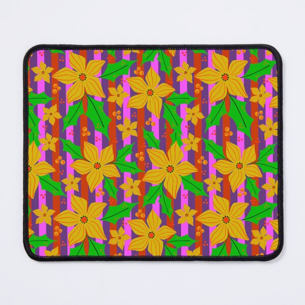 Item preview, Retro Christmas floral and freshness of blooms. in yellow palate designed and sold by Kaushlydraw.