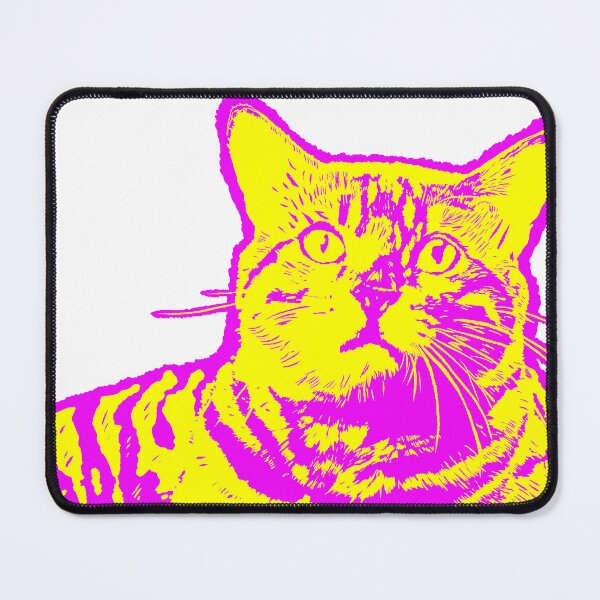 Item preview, Illustration Of A Cat Print Screen Design pop art Yellow Pink designed and sold by 22Coolidea.