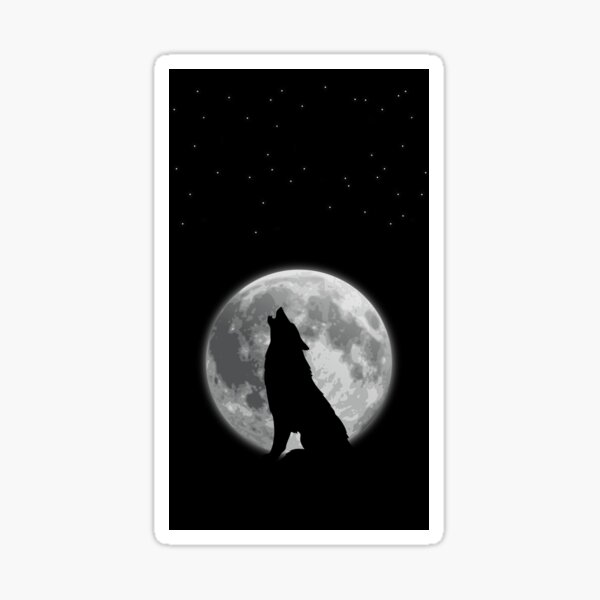 wolf & moon Sticker
