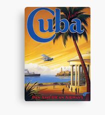Visit Cuba Pan American Airlines Vintage Travel Poster Canvas Print