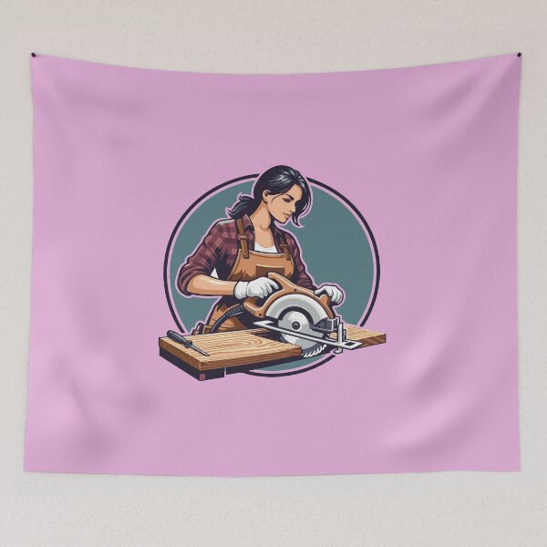 Item preview, Woodworking woman girl designed and sold by Twenty2Creative.