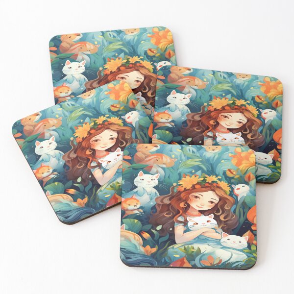 Item preview, Beautiful Girl With Cats And Flowers  designed and sold by BetOova.