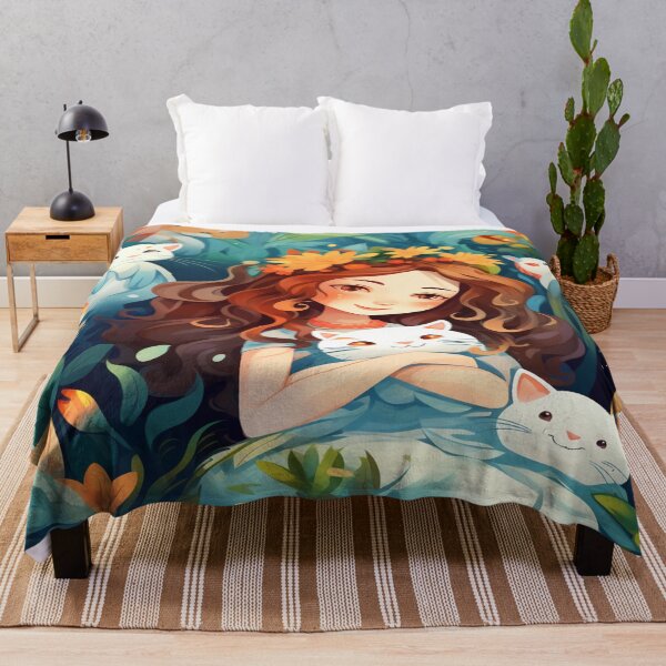 Item preview, Beautiful Girl With Cats And Flowers designed and sold by BetOova.