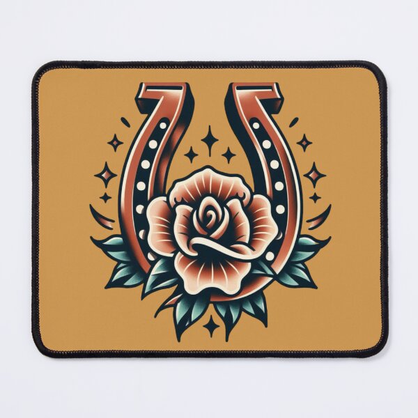Item preview, Lucky Horseshoe & Rose Vintage Flash Tattoo Design designed and sold by BrianSaysDesign.