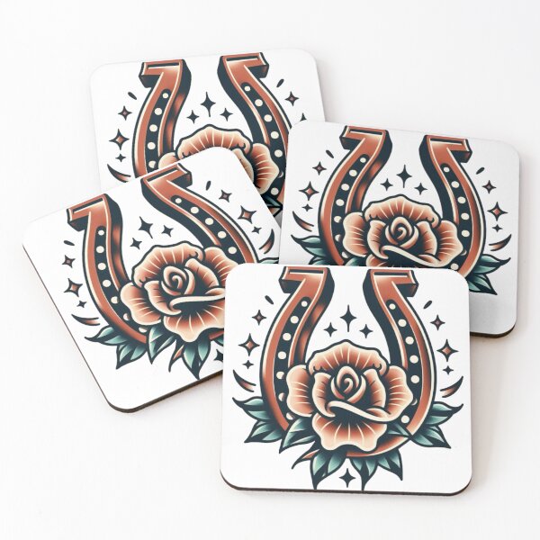 Artikelvorschau, Lucky Horseshoe & Rose Vintage Flash Tattoo Design entworfen und verkauft von BrianSaysDesign.