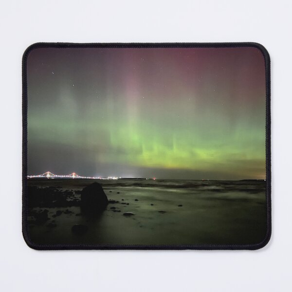 Item preview, Northern Lights Over the Mackinac Bridge designed and sold by CampfireCove.