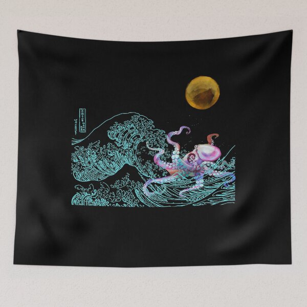 Item preview, Big octopus, big waves and a full moon designed and sold by mikoto-K09.
