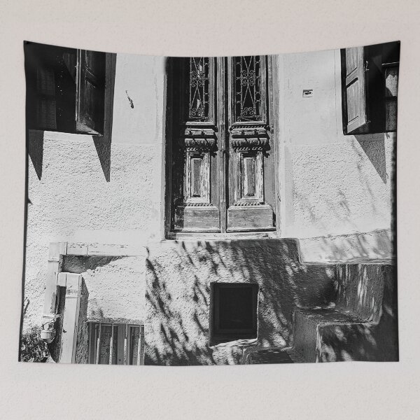 Item preview, Black and white door, greek village designed and sold by IdoFriedmanArt.