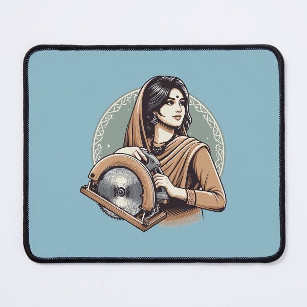 Item preview, Indian Woodworking Woman With Circular Saw designed and sold by Twenty2Creative.