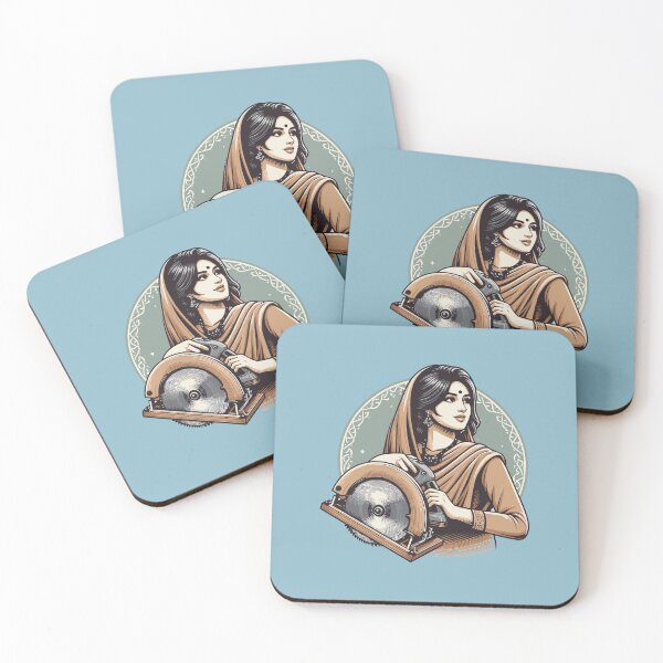 Item preview, Indian Woodworking Woman With Circular Saw designed and sold by Twenty2Creative.