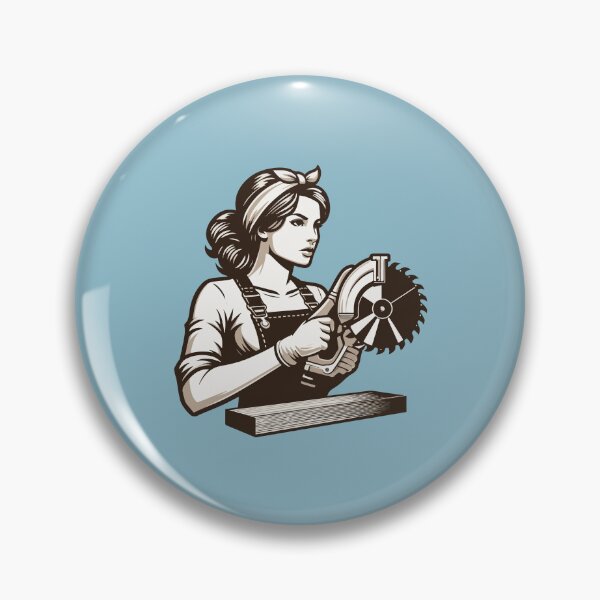 Item preview, Woodworking Woman With Circular Saw in Hand designed and sold by Twenty2Creative.