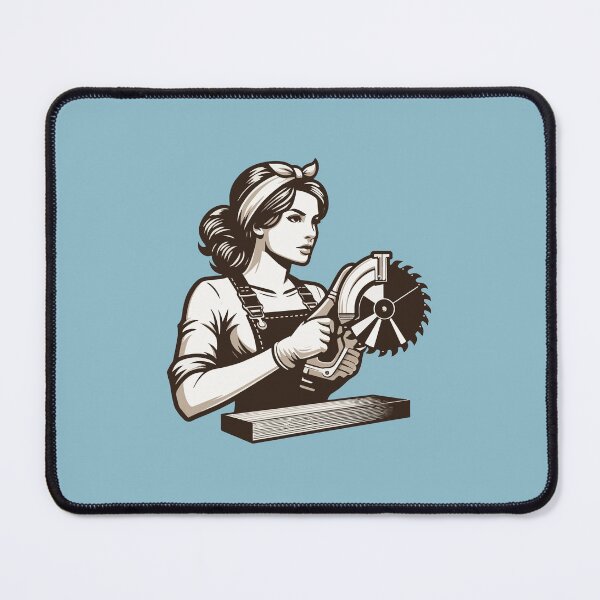 Item preview, Woodworking Woman With Circular Saw in Hand designed and sold by Twenty2Creative.