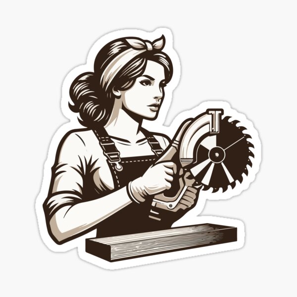Item preview, Woodworking Woman With Circular Saw in Hand designed and sold by Twenty2Creative.
