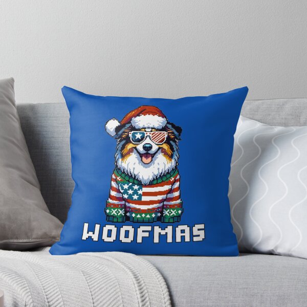 Item preview, Happy Patriotic Australian Shepherd  Dog in Ugly Christmas USA flag Festive Sweater | Merry Woofmas  designed and sold by TheMostLikely.