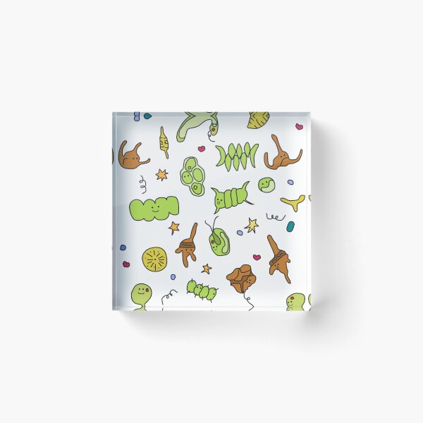 Item preview, Microalgae and cyanobacteria cartoon doodle, Cute Algae and Plankton Art designed and sold by thurakitdew.