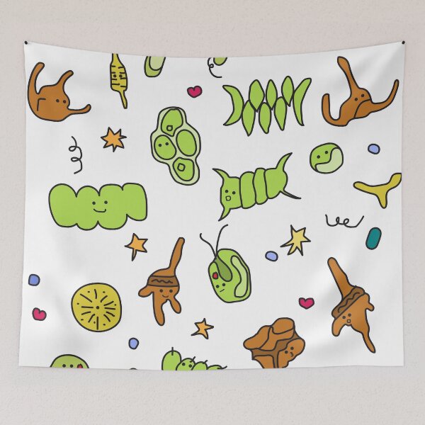 Item preview, Microalgae and cyanobacteria cartoon doodle, Cute Algae and Plankton Art designed and sold by thurakitdew.