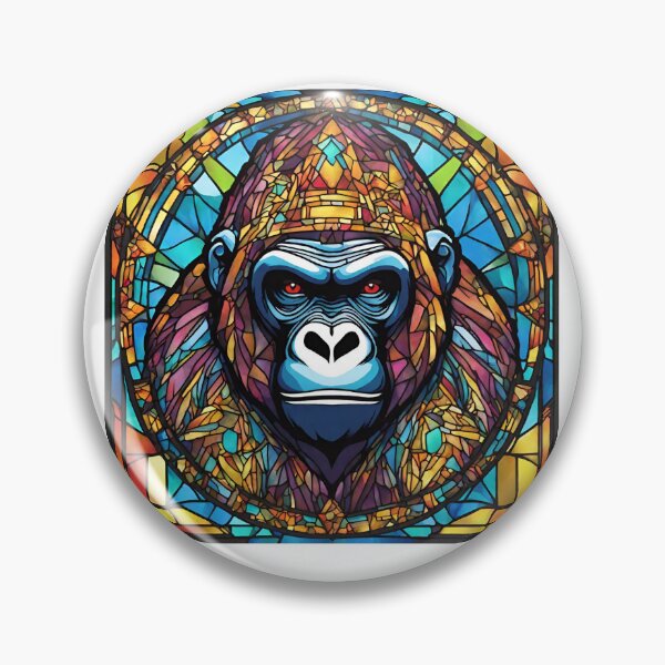 Item preview,  colorful stained glass with animals, gorilla designed and sold by GroonSpace.