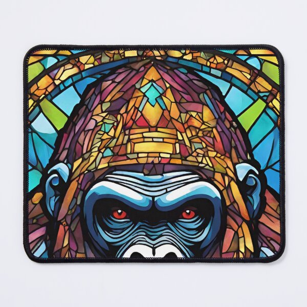 Item preview, colorful stained glass with animals, gorilla designed and sold by GroonSpace.